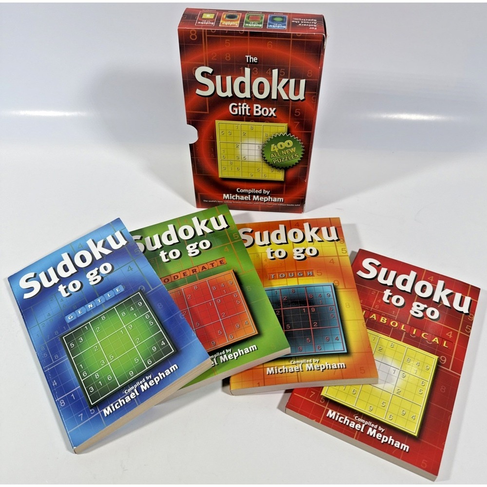 Michael Mepham The Sudoku Gift Box Set 4 Books 400 Puzzles Red Multi Logic Games